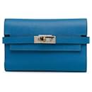 Cartera Depliant Kelly Medium Epsom azul Hermès