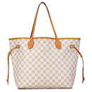 Bolso tote Neverfull MM Damier Azur Louis Vuitton blanco