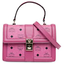 Pink MCM Visetos Tracy Satchel