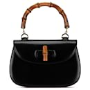 Black Gucci Calfskin Bamboo Night Satchel