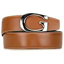 Brauner Gucci G Schnallenledergürtel