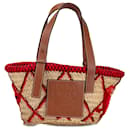 Tan LOEWE Small Animal Embroidered Raffia Basket Tote - Loewe