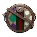 Runde Umhängetasche Gucci GG Supreme Ophidia aus braunem Canvas