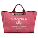 Red Chanel Large Canvas Deauville Tote Satchel