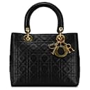 Black Dior Medium Lambskin Cannage Lady Dior Satchel