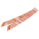 Orange Hermès Colliers de Chiens Silk Twilly Scarf Scarves