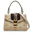 Borsa a mano mini Sylvie Bee Star bianca di Gucci