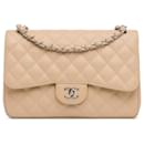 Chanel Jumbo Classic Caviar Double Flap Schultertasche Tan