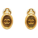 Gold Chanel Gold Plated CC Clip On Earrings