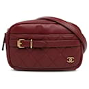 Red Chanel Small Quilted Lambskin Buckle Camera Bag