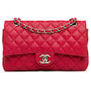 Red Chanel Medium Classic Caviar Double Flap Shoulder Bag