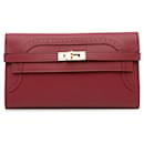 Portefeuille Longue Kelly Ghillies Swift Hermès Rouge