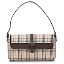 Bolso de hombro de lona con estampado House Check de Burberry en crema