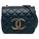 Blue Chanel Mini Lambskin CC Crystal Full flap Crossbody Bag