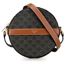 Brown Celine Triomphe Round Purse on Strap Crossbody Bag - Céline