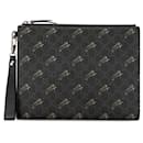 Black Gucci GG Supreme Tigers Zip Wristlet Pouch Clutch Bag