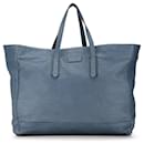 Grand sac fourre-tout en cuir grainé bleu Gucci