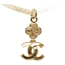 Gold Chanel Gold Plated Double Chain CC Pendant Necklace