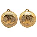 Gold Chanel Gold Plated CC Clip On Earrings