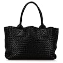 Bolsa tote pequena Intrecciato em couro preto da Bottega Veneta