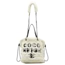 White Chanel Shearling Coco Neige Tote Satchel