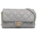 Gray Chanel Quilted Lambskin Crush on Chains Flap Crossbody Bag