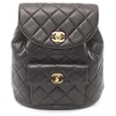 Black Chanel Quilted Lambskin Leather Backpack