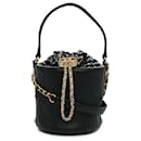 Black Chanel CC Calfskin and Tweed Drawstring Bucket Bag