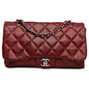 Red Chanel Quilted Lambskin 3 Accordion Flap Shoulder Bag