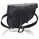 Black Dior Ultra Matte Woven Saddle Belt Bag