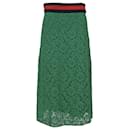 Gucci Pizzo a Coste Striscia Web in Cotone Verde