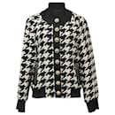 Veste bomber en laine noire à motif pied-de-poule ornée de boutons Balmain