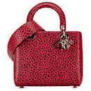 Dior Rosa Médio Couro de Bezerro Estampa de Leopardo Lady Dior