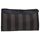 Borsa clutch in tela Pecan FENDI nera e marrone Auth ti1705 - Fendi