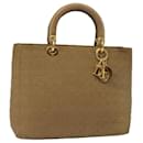 Sac à main Lady Dior Canage en nylon beige Auth bs15406 - Christian Dior