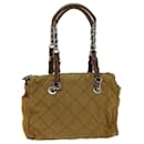 PRADA Bolsa de Hombro Acolchada con Cadena de Nylon Marrón Auth 79108 - Prada