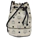 MCM Vicetos Logogram Bolsa de Ombro PVC Branca Auth 78891