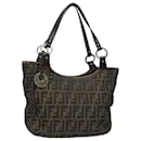 Bolsa tote de lona Zucca FENDI marrom preto Auth ep4207 - Fendi