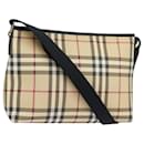 Burberry Nova Check Schultertasche aus PVC-Leder Beige Auth mr252