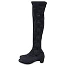 Botas de tela negra Chanel Camelia sobre la rodilla Talla 38,5