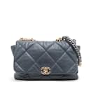 CHANEL 19 Maxi Matelassè Lambskin Leather Flap Bag Navy - Chanel