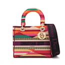 Bolsa tote multicolorida em canvas de bordado médio Lady D-Lite 2 maneiras - Dior