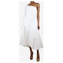 White one-shoulder gathered cotton-poplin midi dress - size UK 6 - Ulla Johnson