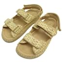 CHANEL SHOES DAD SANDALS G35927 36.5 IN BEIGE RAFFIA RAFFIA SANDALS SHOES - Chanel