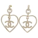 NOVE ORECCHINI PENDENTI CHANEL LOGO CC STRASS CUORE NUOVI ORECCHINI - Chanel