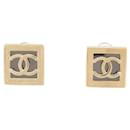 NEUF BOUCLES D'OREILLES CHANEL PUCES LOGO CC CARRE 2023 NEW SQUARE EARRINGS - Chanel