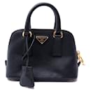 SAC A MAIN PRADA MINI EN CUIR SAFFIANO NOIR BLACK LEATHER HAND BAG PURSE - Prada