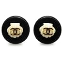 Chanel Shell Coco Mark Clip Earrings in Black and White