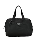 Borsa Prada Triangle Plate Boston - Borsa in nylon nera per donne