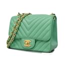 Chanel Green Lambskin Shoulder Bag with Gold Hardware